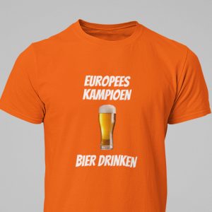 T-Shirt Europees Kampioen Bier Drinken | www.go-outfit.nl